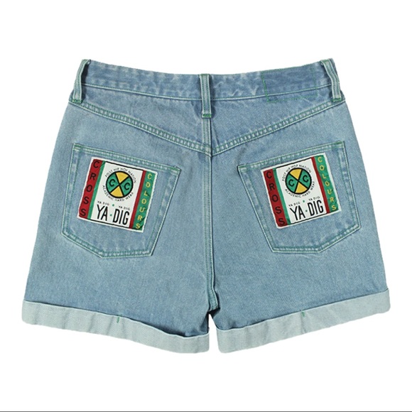 Cross Colours Cuffed Denim Short Ya Dig Hip Hop in Vintage Indigo NWOT (32) - Picture 2 of 9